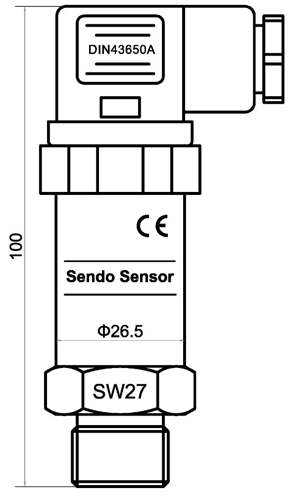 transdutor de pressão composto-1 para 15 bar, g1 4 fio + Din 43650 conexão