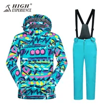 Высококачественная дышащая куртка и штаны для мальчиков и девочек; Зимний лыжный костюм; детская одежда для катания на сноуборде и лыжах; детский лыжный костюм