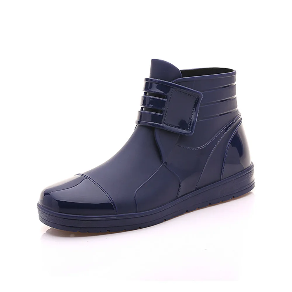 

Lizeruee Men Rubber Ankle Boots Botas Men Rain Boots Waterproof PVC Flat With Magic Paste Shoes Men Casual Rainboots CS266