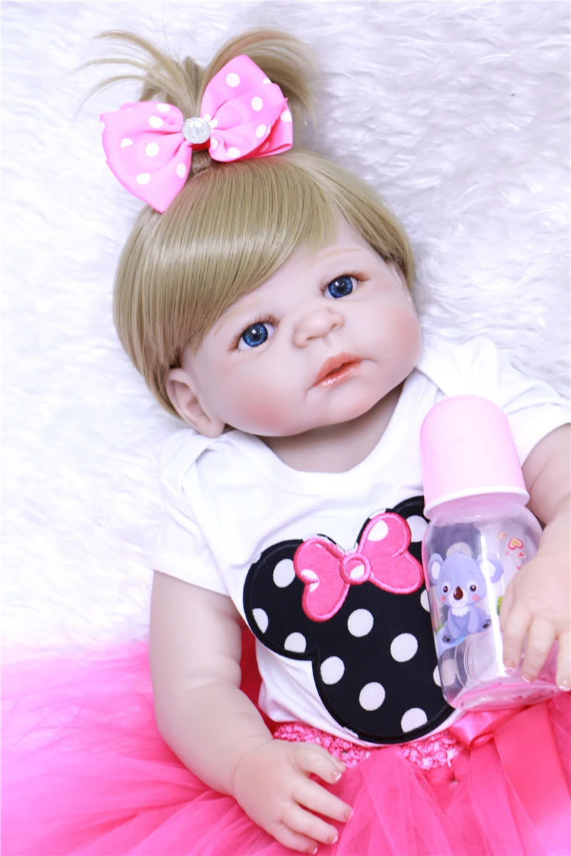

Bebe DollMai 22" Full Silicone Reborn Baby Girls Dolls Lifelike Newborn Girl Babies Alive Doll for Child Bath Toy bonecas