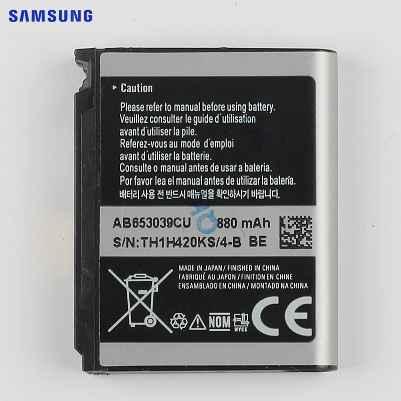 Samsung сменный аккумулятор AB653039CE AB653039CU для samsung S7330 F609 E958 U900 U800E аутентичный аккумулятор телефона 880 мАч