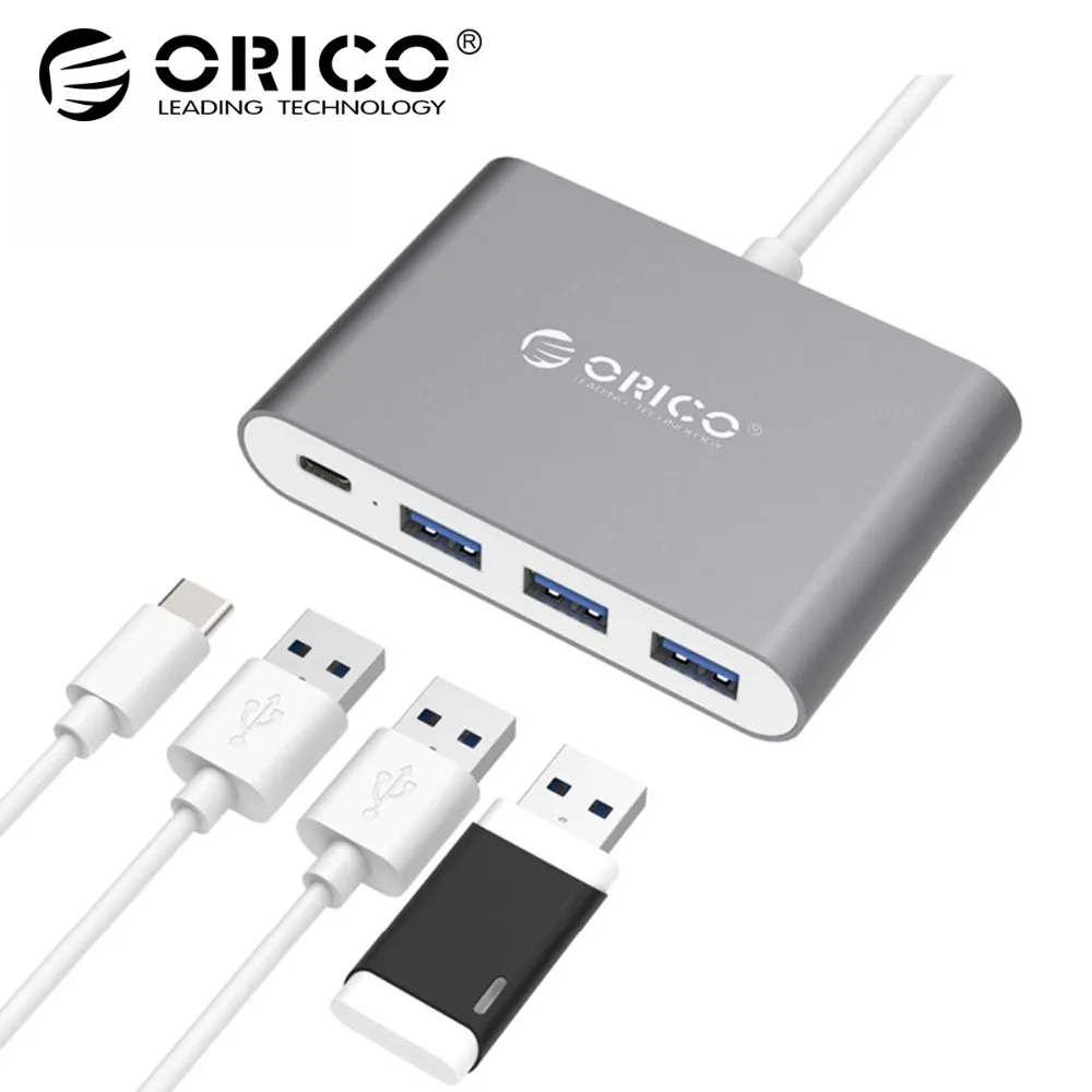 

ORICO Aluminum Type-C HUB with 1 Type-C 3 Type-A Ports Support OTG / PD Charging for Macbook Mi Huawei Type-C Laptops