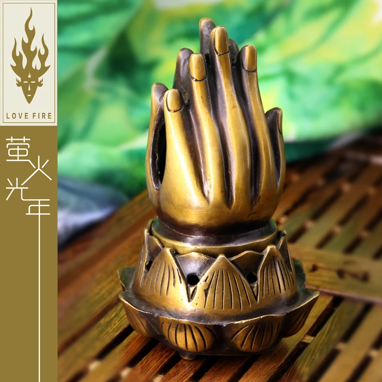 China ancient fine carving Buddha incense hand Incense burnerin