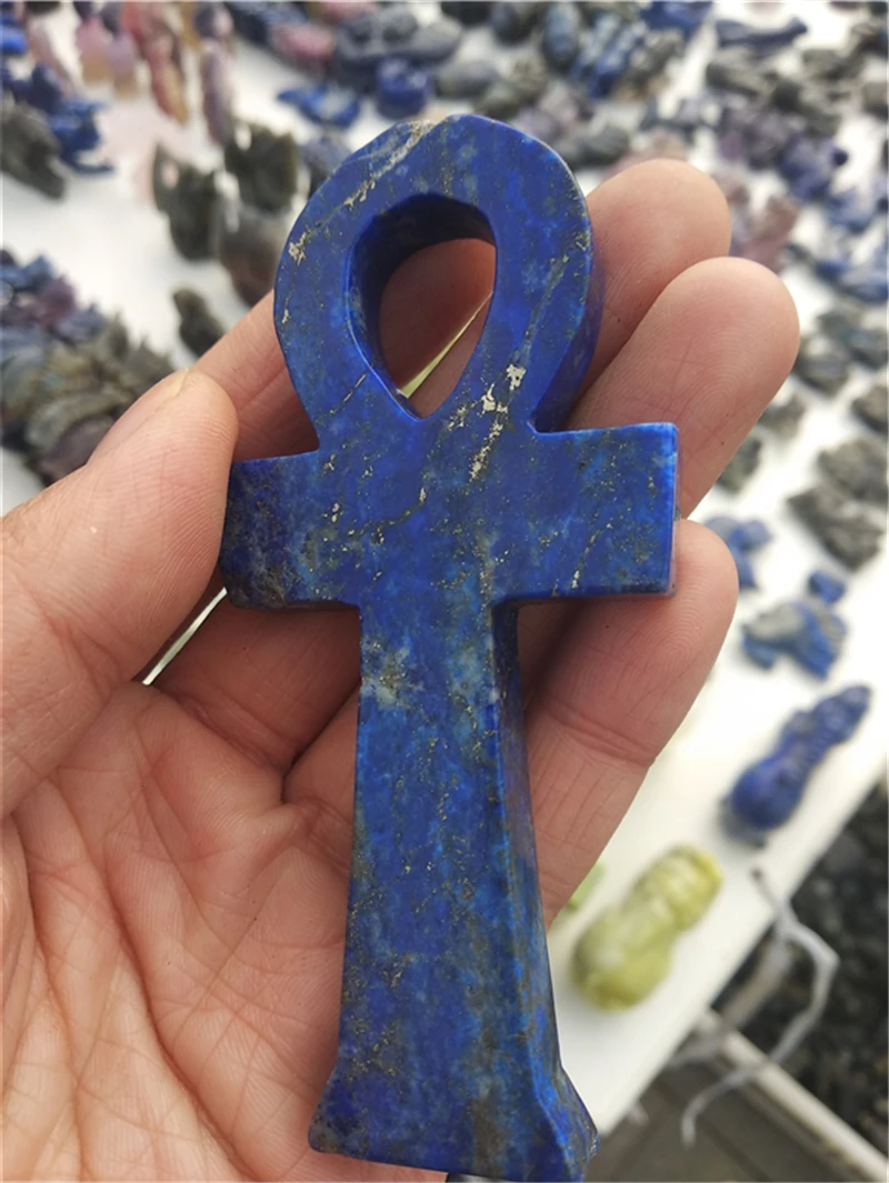 

DHX SW natural lapis lazuli cross lapis lazuli cross neckness home chapel crystal gem stone cross figurine for Christmas gift