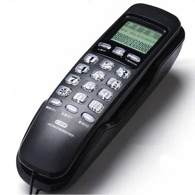 Ретро Настенный стационарный телефон проводной стационарный античный телефон для дома, отеля, офиса, Небольшого Расширения, Определитель номера - Цвет: Черный