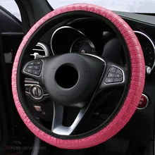 Оплетка на руль тканый кожаный чехол рулевого колеса автомобиля для женщин Удобный чехол на руль Cubre Volante Auto