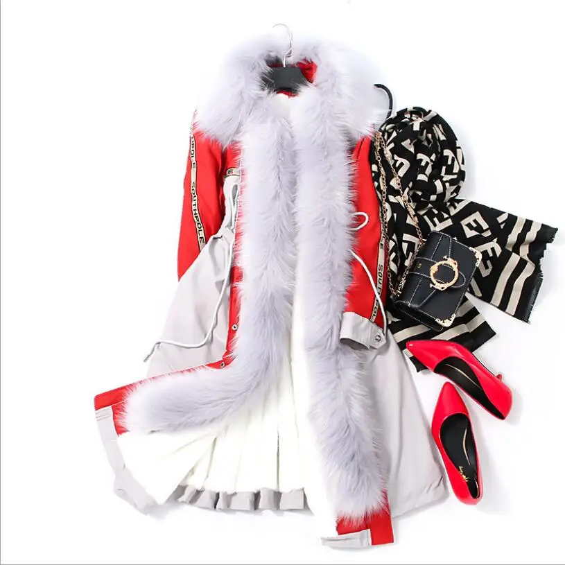

Big Fur Collar Parkas Women Winter Coats 2018 Fashion Long Windbreaker Plus Velvet Thickening Warm Winter Jacket Women