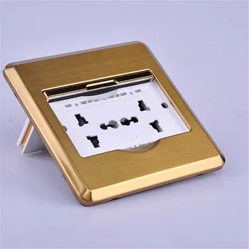 

Gold 10A Universal Floor Socket Plate Ground Outlet Duplex Power Socket Charger Electrical Equipment Accessories Receptacle