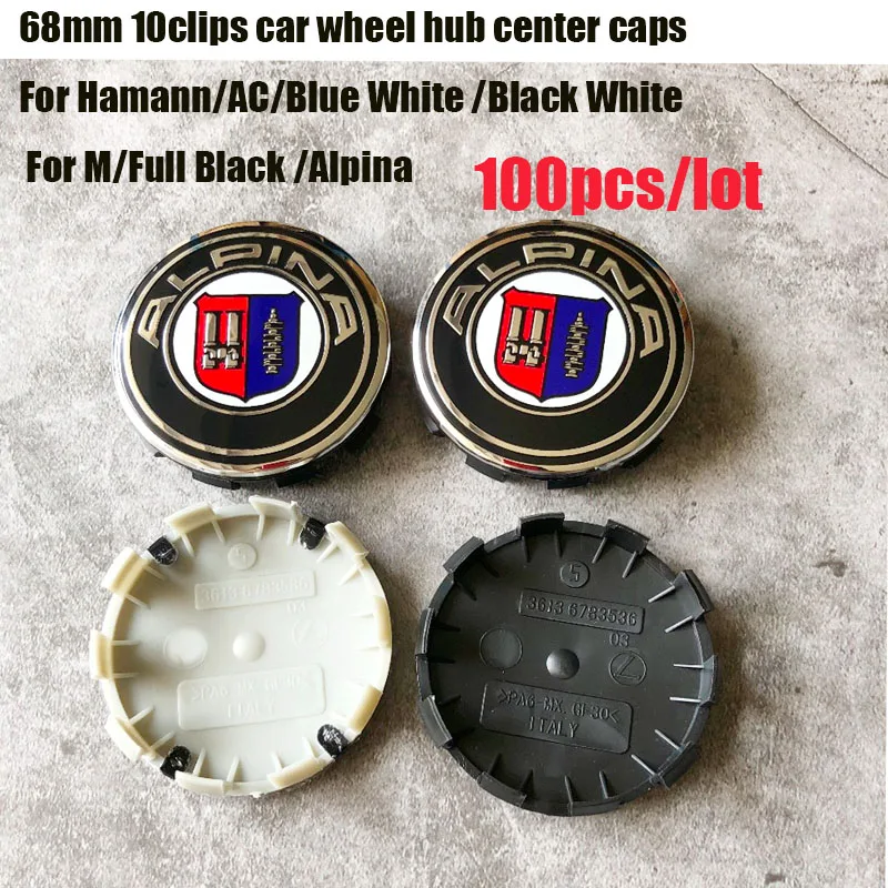 

100pcs car wheel hub logo cap For bmw auto wheel center emblem cover 68mm label abs badge 10pins Rims Wheels caps