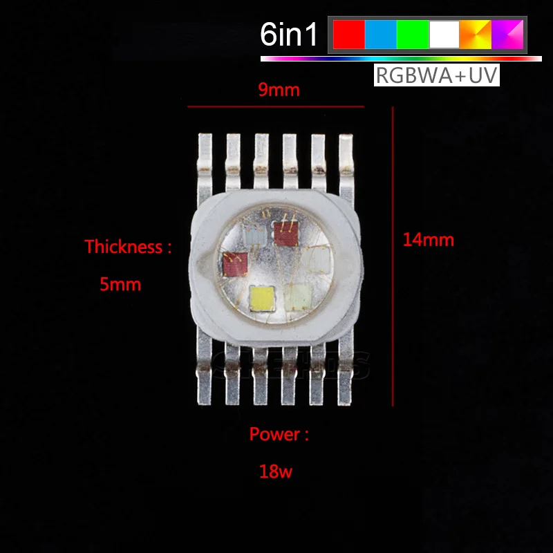 4 шт./лот светодиодный RGBWA 5в1 для Светодиодный RGBWA освещение светодиодный чипы красный/зеленый/синий/белый/Abmer Быстрая SHEHDS - Цвет: LED RGBWAUV 6in1