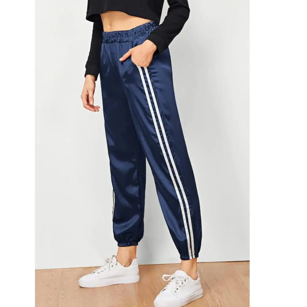 Yfashion Women Casual Pants Satin Stripes Fitness Outdoor Sports Pants Yfashion Women Casual Pants Satin Stripes Fitness Outdoor Sports Pants
