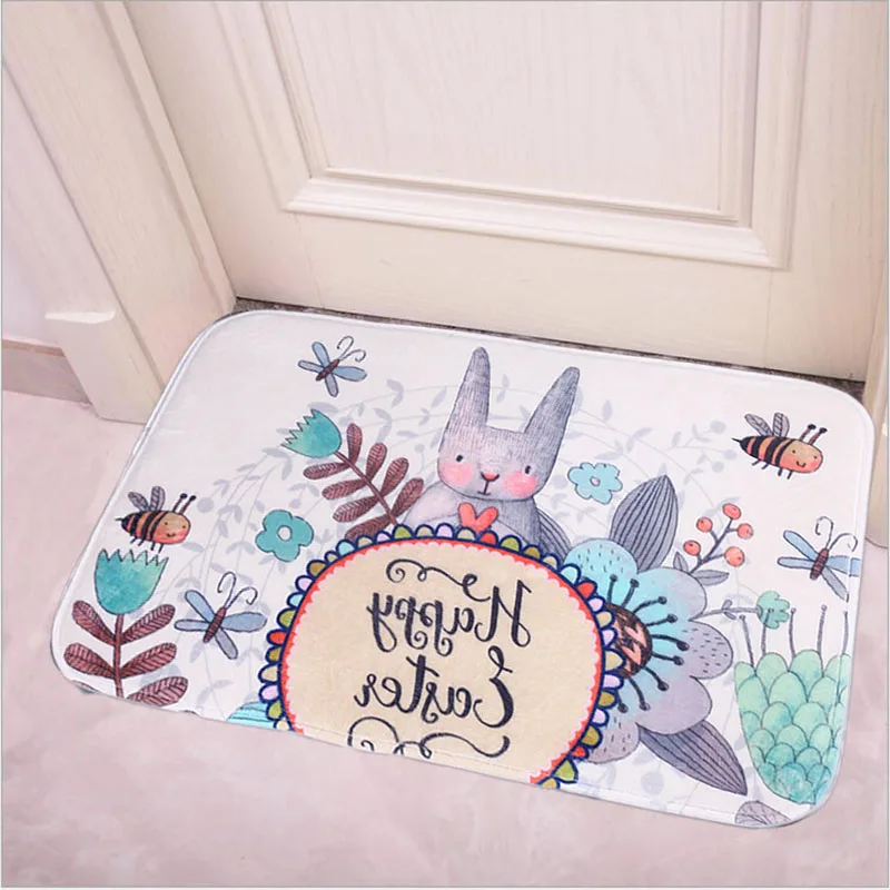 Easter Bunny Rabbit Non Slip Doormat Bath Carpet Floor Bathmat Mat Rug