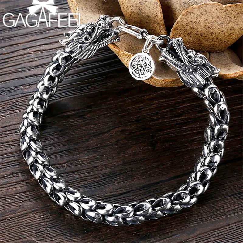 GAGAFEEL 4/5/6/8 мм Для мужчин дракон браслет 925 пробы серебряные браслеты для запястий Homme Серебряные ювелирные изделия Для мужчин мужской подарок на день рождения
