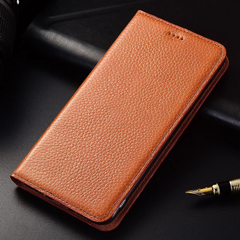  Flip Stand Litchi Genuine Leather Case For Lenovo Z5 Z5s Z6 Pro GT Cover Mobile Phone Case