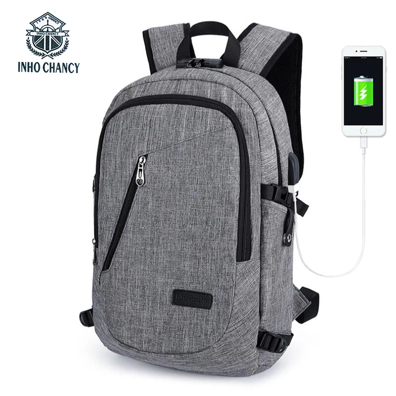 

IHNO CHANCY New Anti-theft Backpack 15.6-Inch Men's Laptop Bag Womens Backpack Multi-function USB Rechargeable Backpack