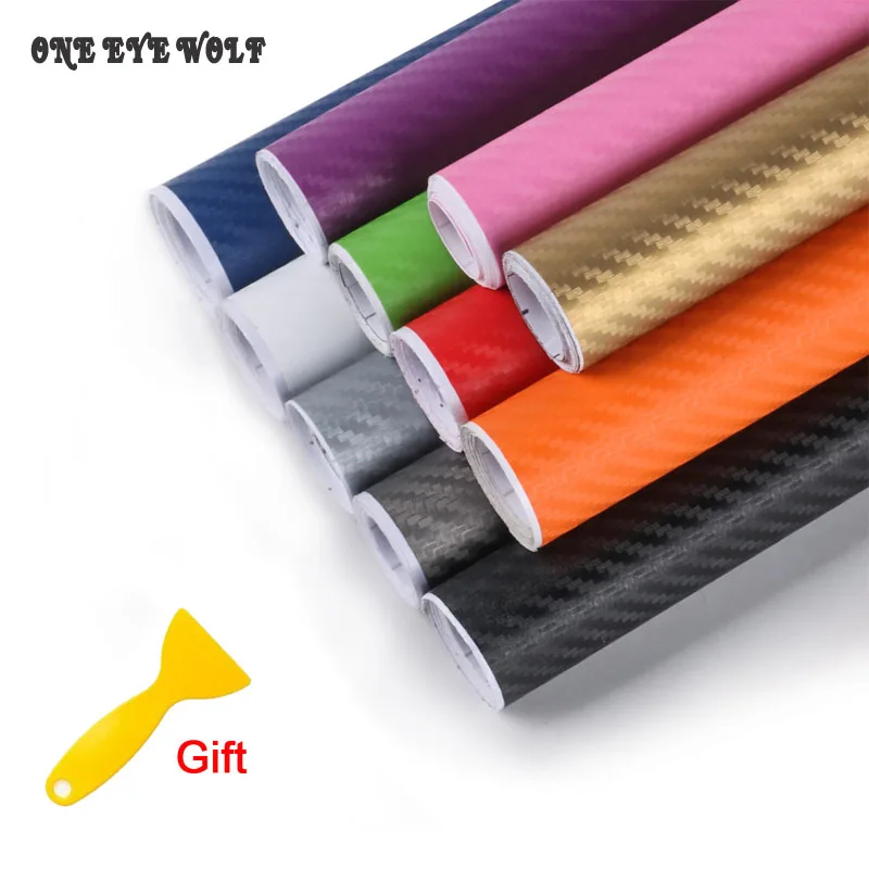 

50*12" 3D Carbon Fiber Sticker Auto Car Wrap Sheet Vinyl Film Car Stickers Decals Motorcycle Bicycle Laptop Styling Accessories