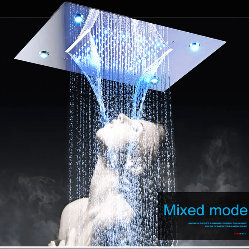 Modern Showers Ceiling Rain Overhead Shower LED Light Auto change 360