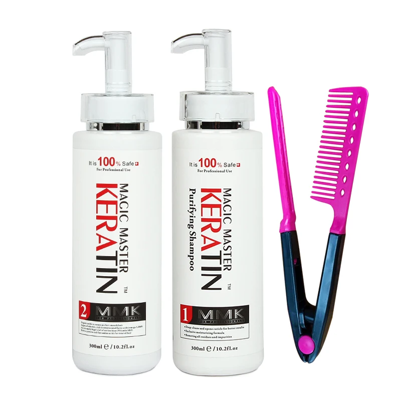 

Famous Without Formalin 300ml Magic Master Keratin Straighten Hair Treatment+300ml Purifying Shampoo Repair Hair Got Free Comb