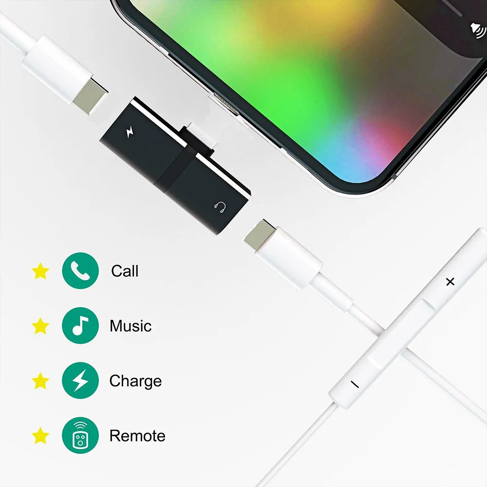 Goede Audio Adapter Voor iPhone 7 8 Plus X Opladen Audio 2 in 1 Lader Kabel Adapter Converter Oortelefoon Hoofdtelefoon AUX kabel ios 11