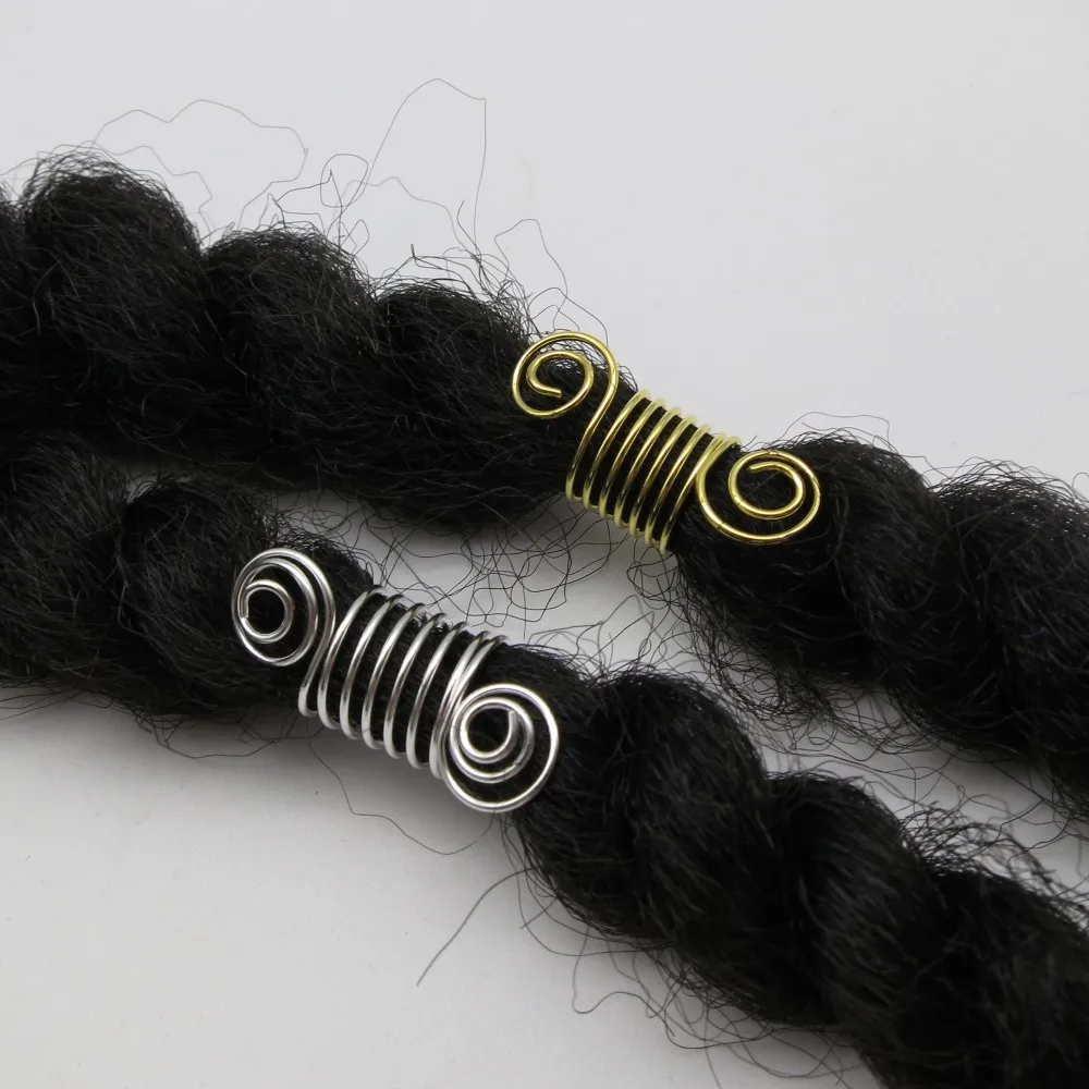 10pcs/lot Golden/ Silverspiral hair braid dreadlock beads rings tube