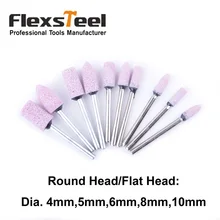Flexsteel 10pcs Pink Cylinder Conical Shape Mounted Stone Point Abrasive Grinding Wheels Bit Set for Dremel Rotary Poblish Tools