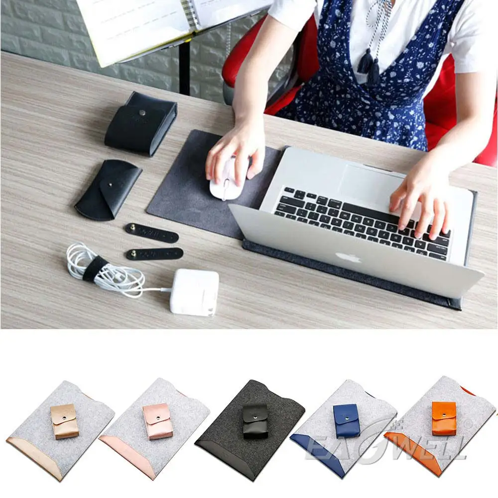 Eagwell Универсальный 1" 13" 1" искусственная кожа рукав Сумка Набор кошельков сумка корпус для мыши кабель Чехол Для Галстука Для Macbook Air 11 13