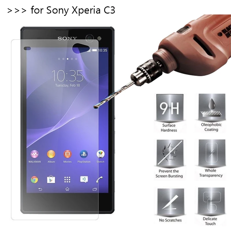 2 шт./лот закаленное Стекло для sony Xperia C3 D2533 D2522 S55U Экран протектор Защитная пленка