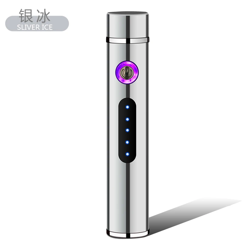 silver Новинка, мини зажигалки с двойным дуговым экраном и защитой от отпечатков пальцев, ветрозащитная зажигалка с USB подзарядкой, маленькая металлическая электрическая зажигалка - Цвет: silver