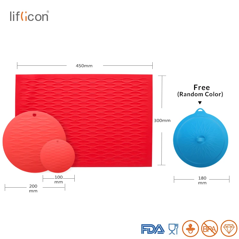 Liflicon سيليكون مكان حصيرة ل طاولة طعام قابلة لإعادة الاستخدام عاء حصيرة وسادات ساخنة وعاء حامل ملعقة الراحة بساط لطعام الحيوانات الأليفة كيتن ...