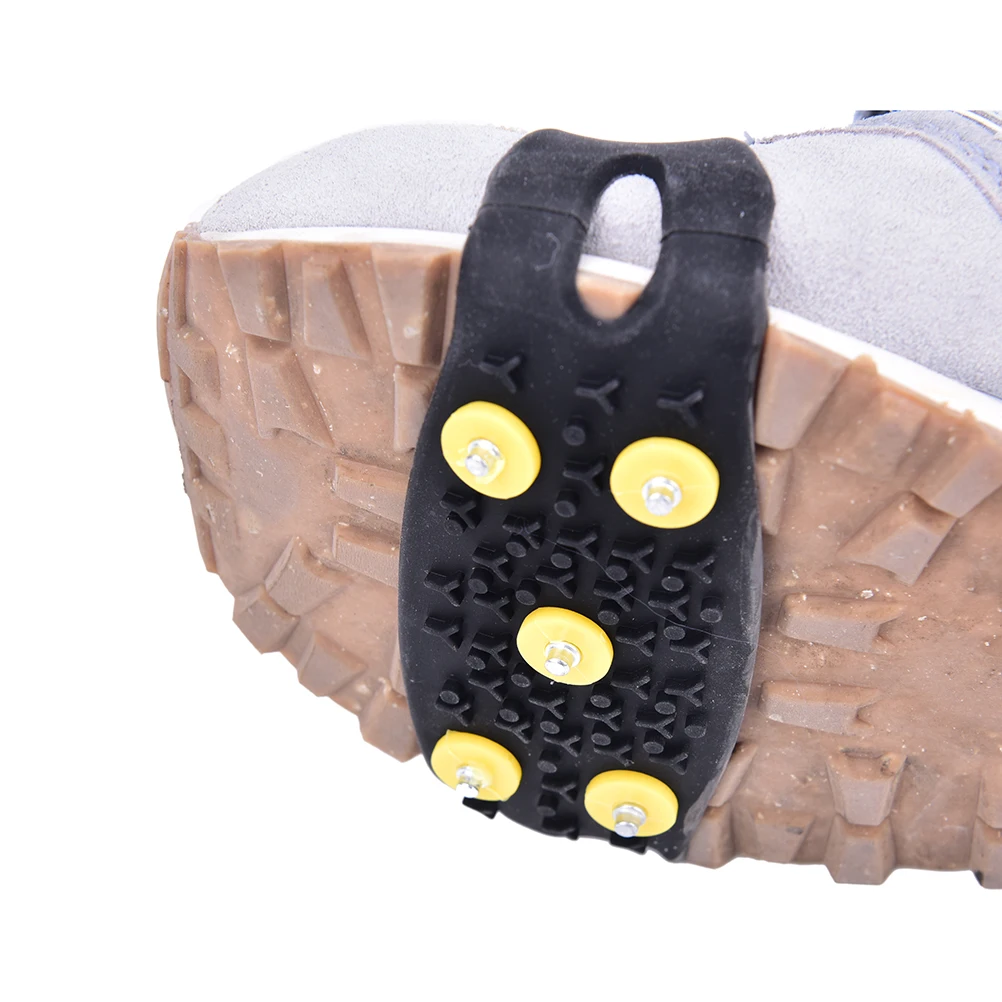 5 teeth 1 pair non slip steel(stainless) crampon ice gripper Winter Outdoor Ski shoe cover hike camp snow mountain gaiter spike