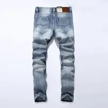 Новинка, белые вымытые итальянские дизайнерские мужские джинсы, высокое качество, бренд Balplein, прямые облегающие рваные джинсы для мужчин