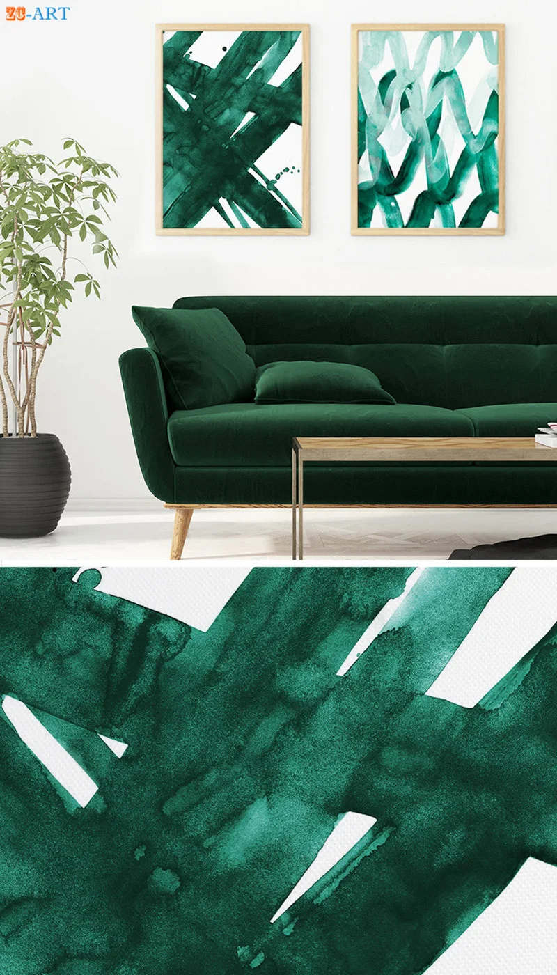 Us 2 54 48 Off Abstract Emerald Green Watercolor Prints Modern Minimalist Poster Wall Art Canvas Painting For Livingroom Home Decor Unframed In
