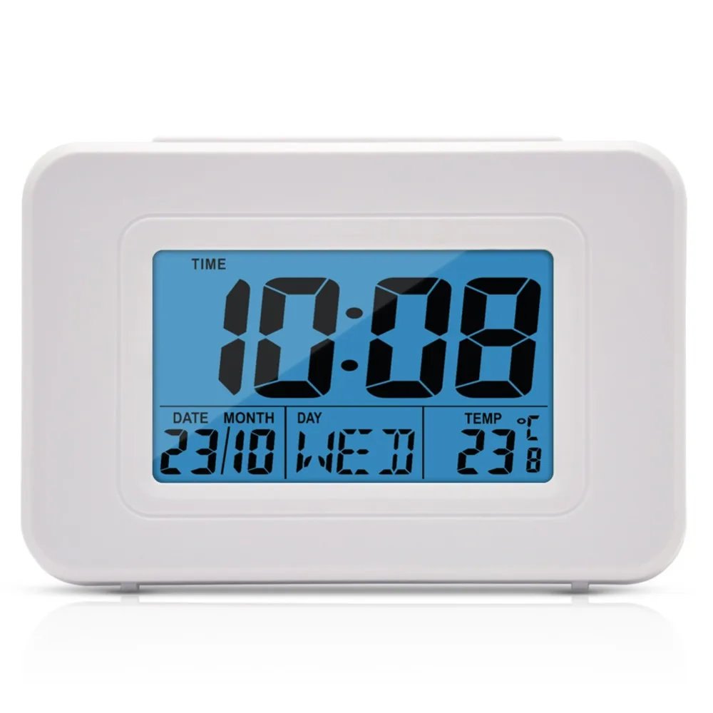 

DYKIE Luminous LED Digital Alarm Clock Black and White with Backlight Indoor Temperature Display Weather Station Free Shipping