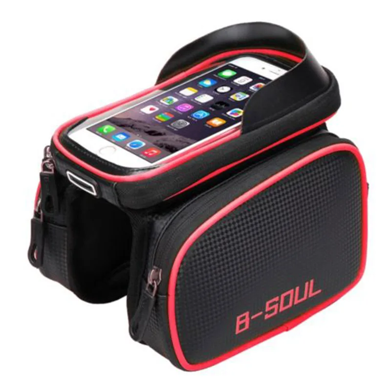 Велосипедные Сумки Велоспорт водонепроницаемый экран MTB Рама Передняя труба хранения горный велосипед сумка для 5,5-6,2 дюймов мобильного телефона - Цвет: Red