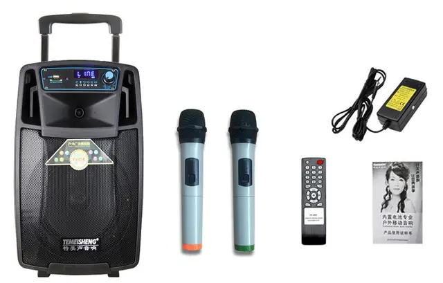 50W HiFi High Power Loudspeaker Wireless Microphone Amplifier Portable Speaker Lithium Battery 