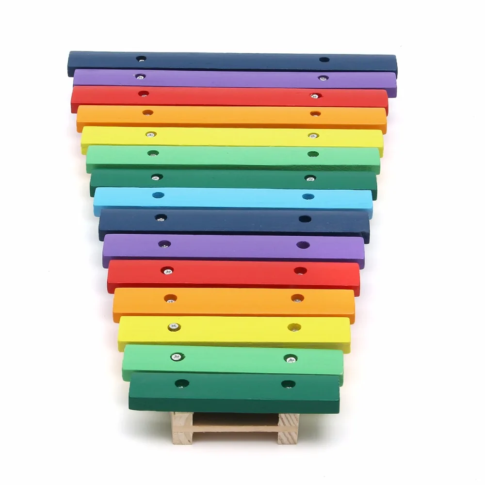 15 тон красочные деревянные стук Glockenspiel ксилофон раннего образования перкуссия для детей подарок