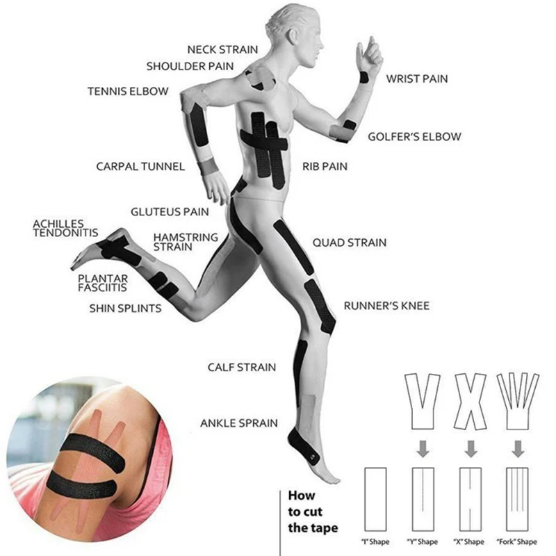 Спортивный пластырь кинезиологическая лента эластичный спортивный бандаж для тренажерного зала Фитнес Бег Теннис защита мышц колено Kinesiologie Sporttape
