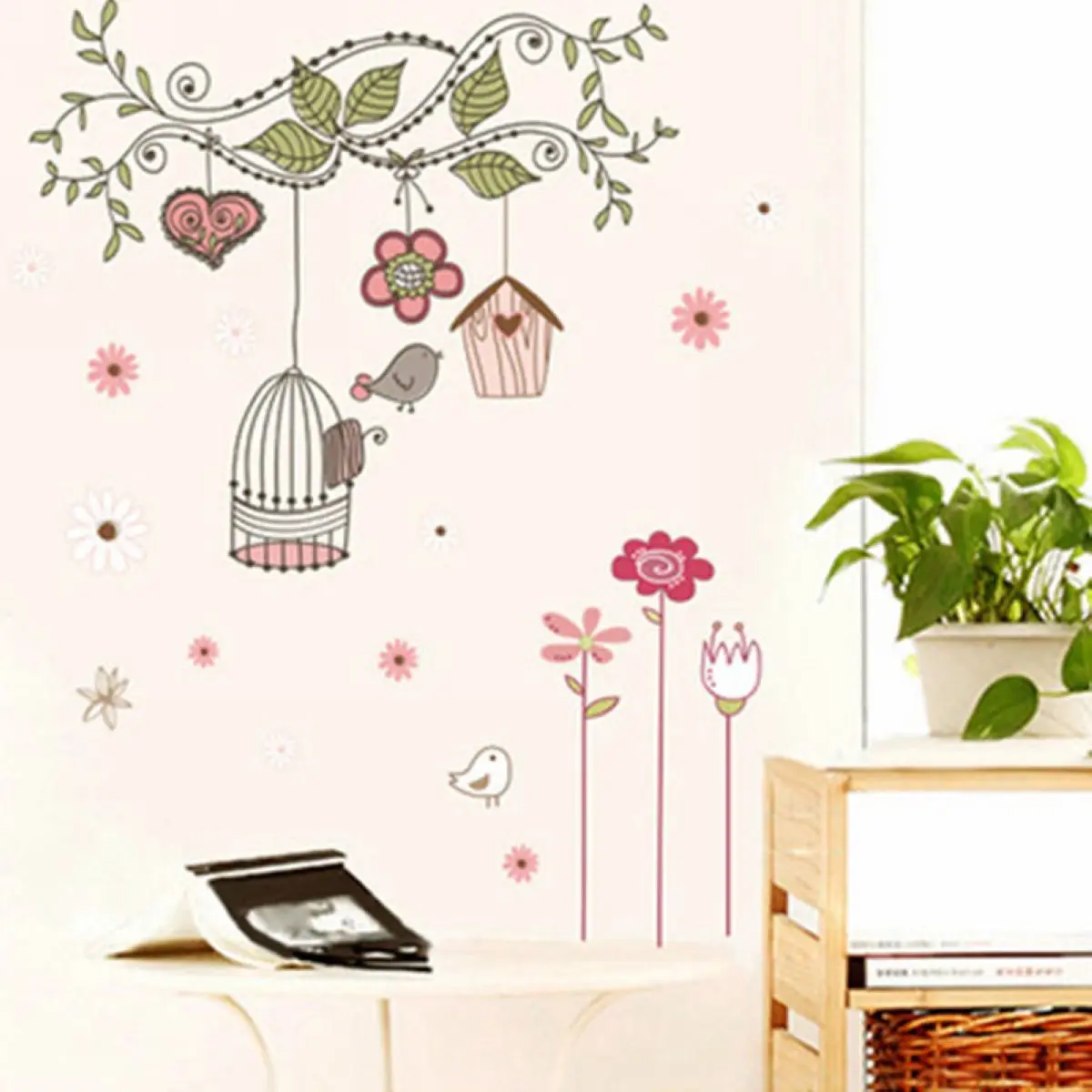 70cm*50mm Removable Tree Birdcage Wall Decals Bedroom Nursery Stickers Art Room Decor DIY