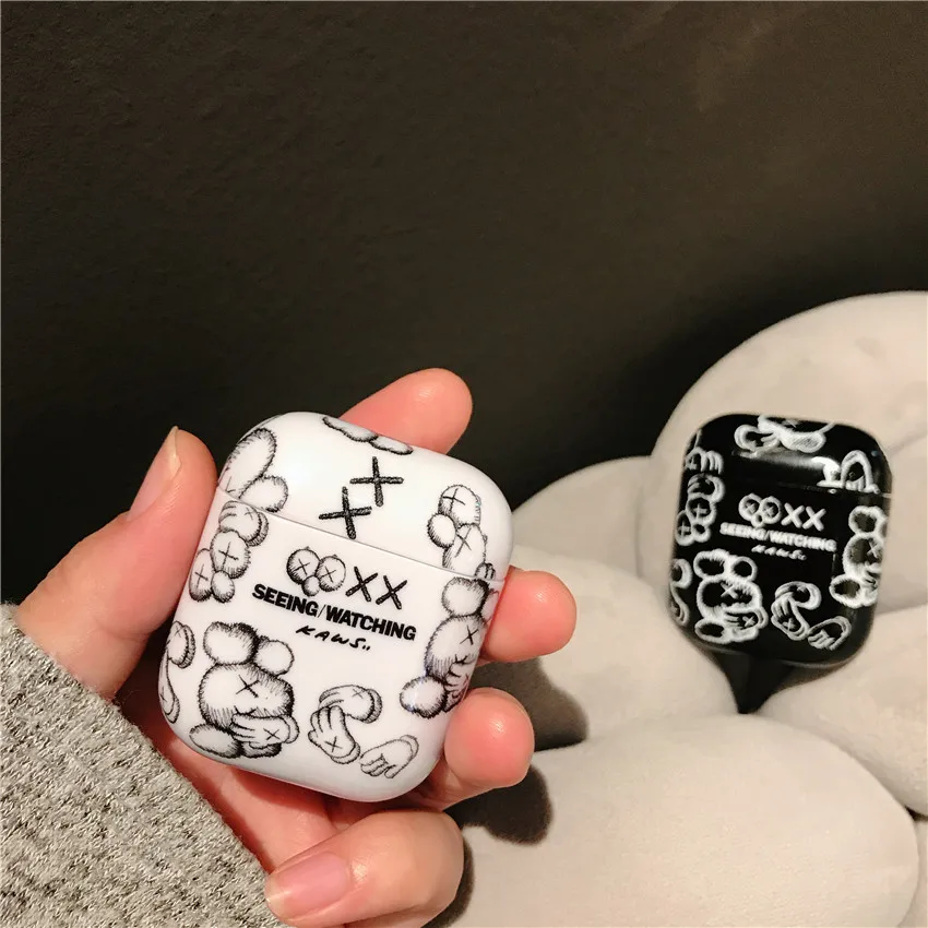 

Bluetooth earphones storage box cover for airpods key ring pc Hard shell for airpods dust guard 4 color case for tws i10 i9s i18