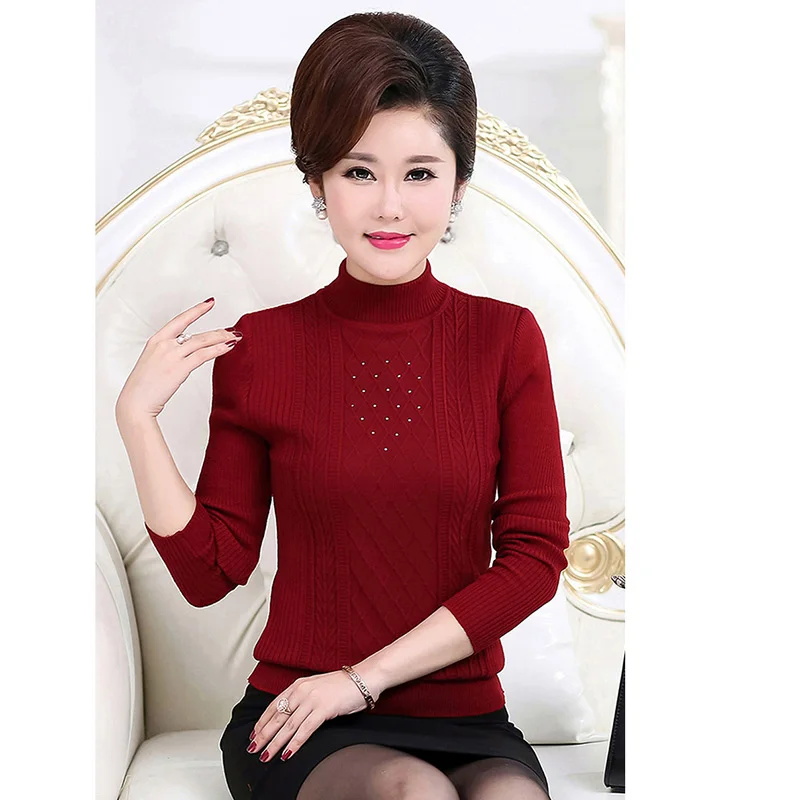 5Autumn-Winter-Middle-Aged-Old-Women's-Knitting-Sweater-Long-Sleeve-Mother-Solid-Shirt-Pullovers-Round-Turtleneck-Coat-Onesize