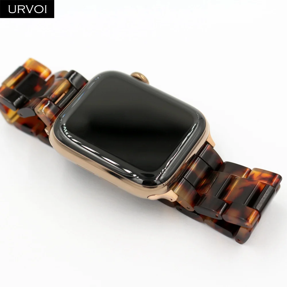 Ремешок URVOI для Apple Watch series 54 321, браслет со звеньями, 3 ряда, полимерный ремешок для iWatch, модный, дизайнерский, прочный, на запястье, 38, 40, 42, 44 мм