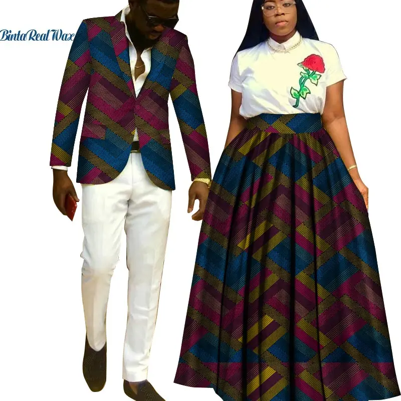 Одежда для влюбленных пар, африканская юбка-пачка с принтом для женщин, Bazin Riche, мужская куртка, Блейзер, 2 штуки, одежда в африканском стиле, WYQ204