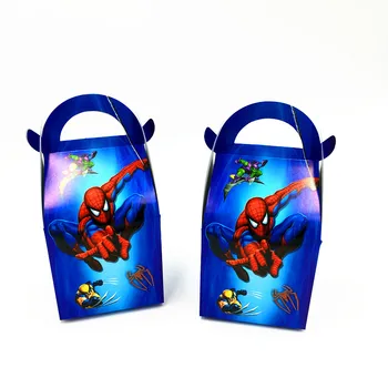 

6pcs/lot Spider man hand bags candy boxes kids birthday gift boxes spiderman paper bags happy birthday party decoration