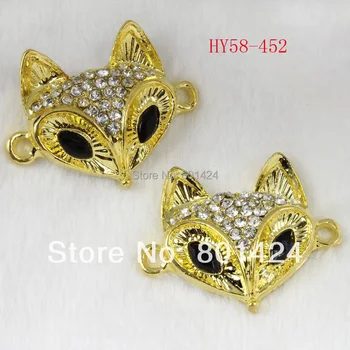

free shipping 6pcs 58-452 diy decoration fashion metal beads golden-plated fox mask jewelry connectors craft accessories