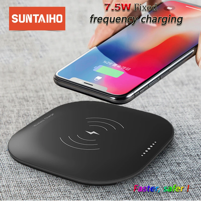 Suntaiho Ци безпроводная зарядка устройство для iphone XS Max USB XR быстрое зарядное samsung Galaxy