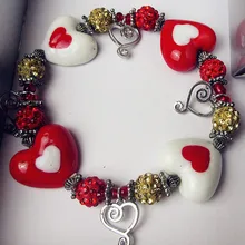 На заказ ручной работы муранский стеклянный в форме сердца Статуэтка Свадьба День рождения часть шарма стеклянный браслет аксессуары для женщин ювелирные изделия подарок