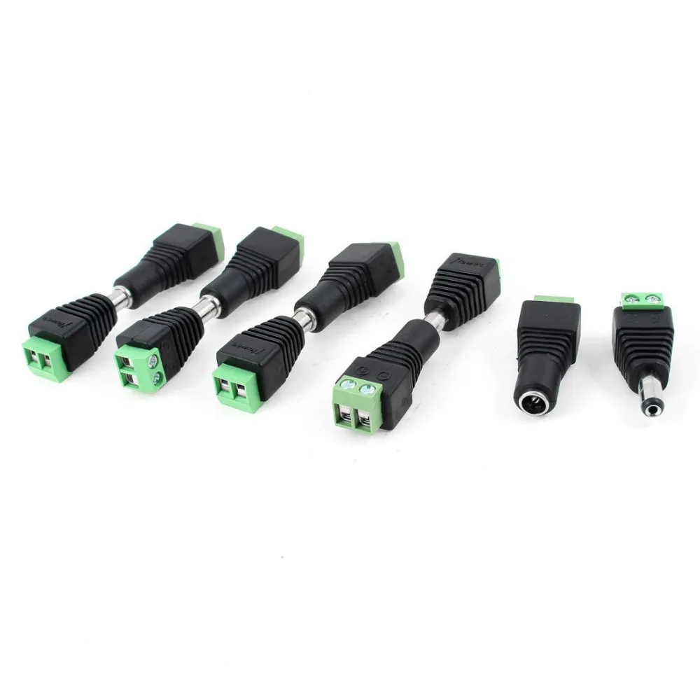 

10 Pcs CCTV Cameras 2.1mm x 5.5mm Female Male DC Power Plug Adapter