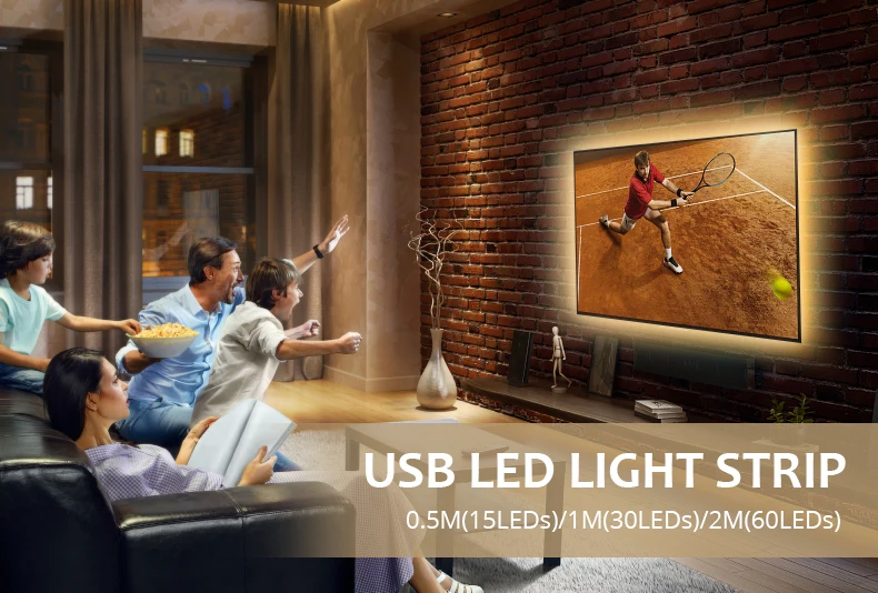 USB Светодиодная лента лампа света для светодиодный ТВ Подсветка 5050SMD цветная(RGB) 1 м-5 м лента Светодиодные ленты света для рабочего Рождественский Декор с питанием от USB лампа