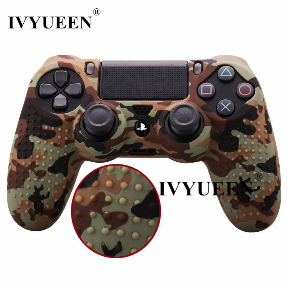 IVYUEEN 10 в 1 для sony Dualshock 4 PS4 Pro тонкий контроллер Шипованный силиконовый защитный кожаный чехол с 8 колпачками для большого пальца