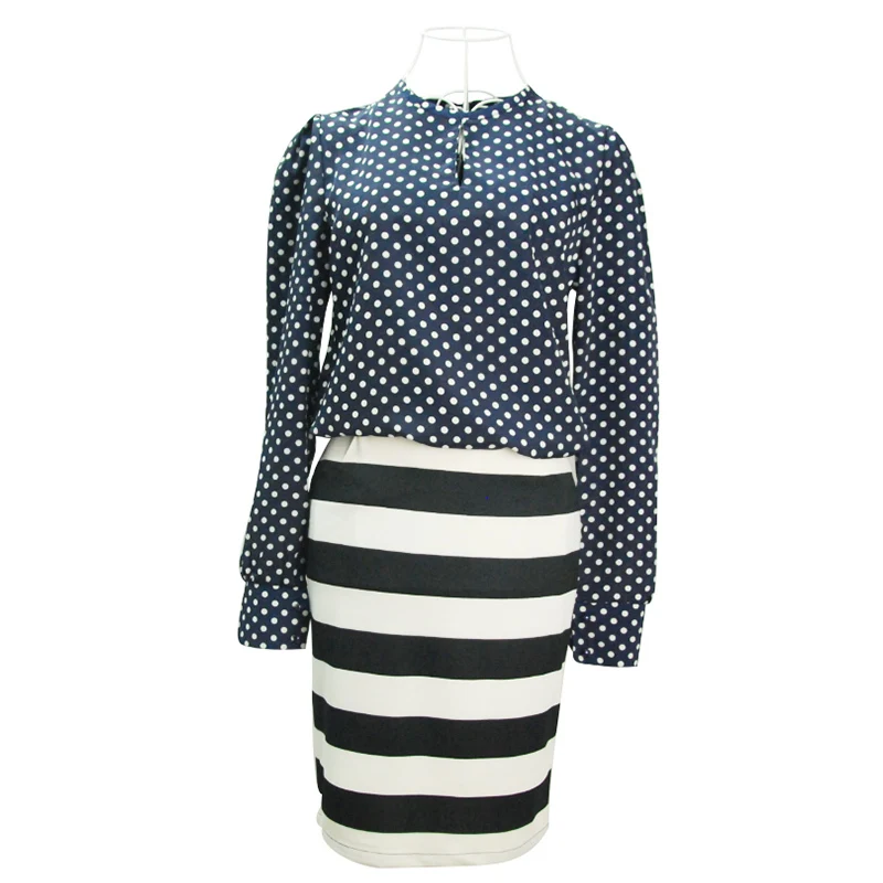 Блузка женская в горошек с длинным рукавом батальных размеров 3763|blouse long|femininas